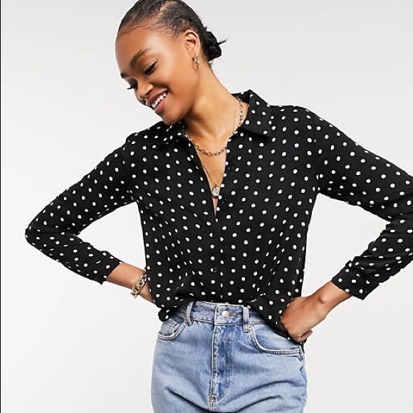 ASOS Tops - ASOS Glamorous relaxed shirt in polka dot Size 4